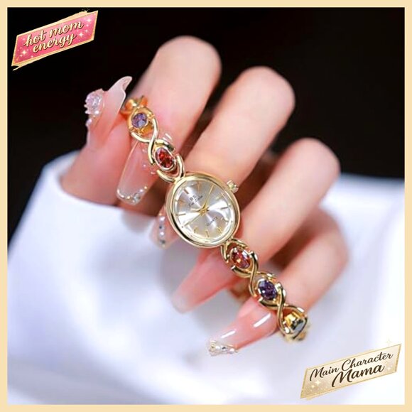 Vintage Gold-Tone Quartz Wrist Watch with Jade Crystal Oval Dial Waterproof main image 4